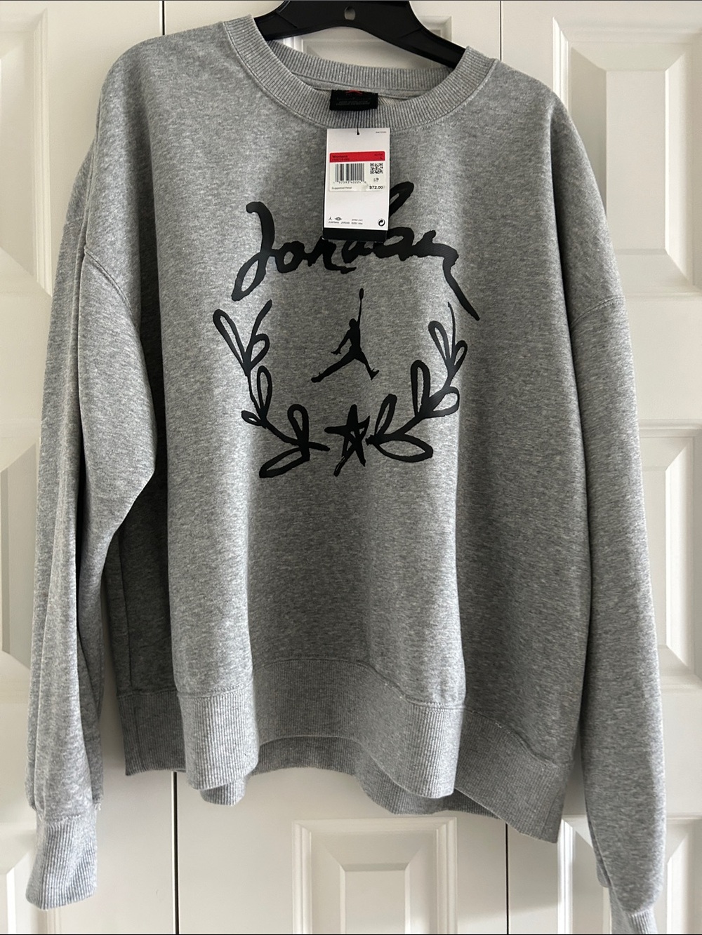 Jordan Grey Crewneck Sweatshirt with Black Script Logo